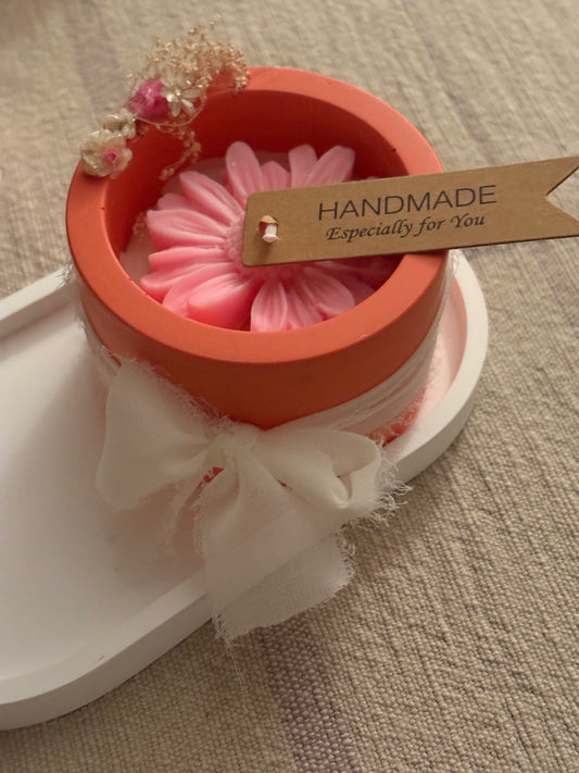 Bougie petit pot marguerite rose 120mlm