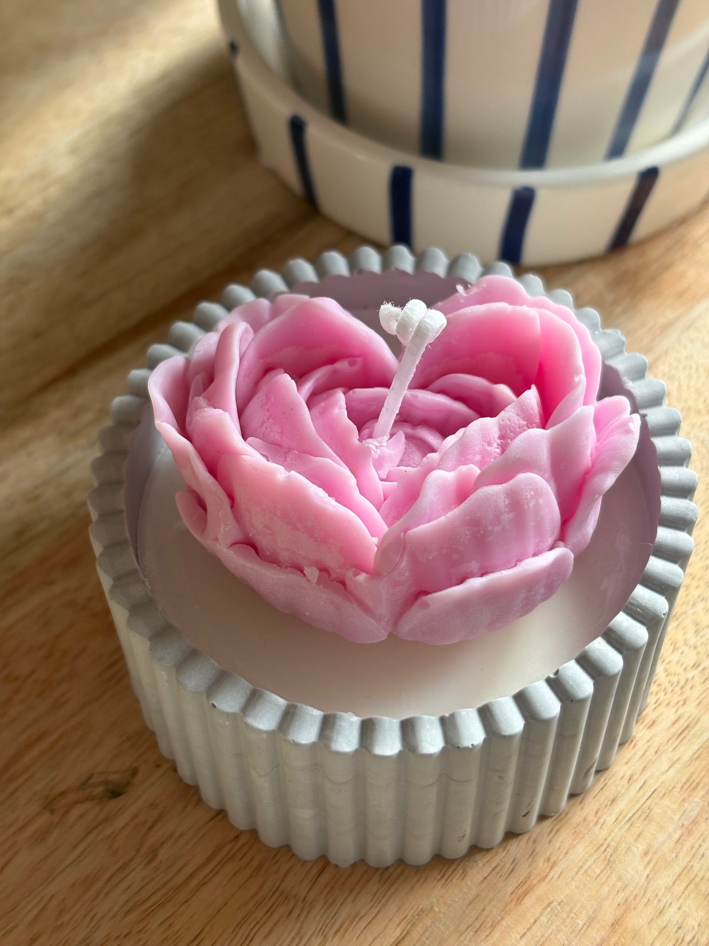 Bougie fleur rose coeur