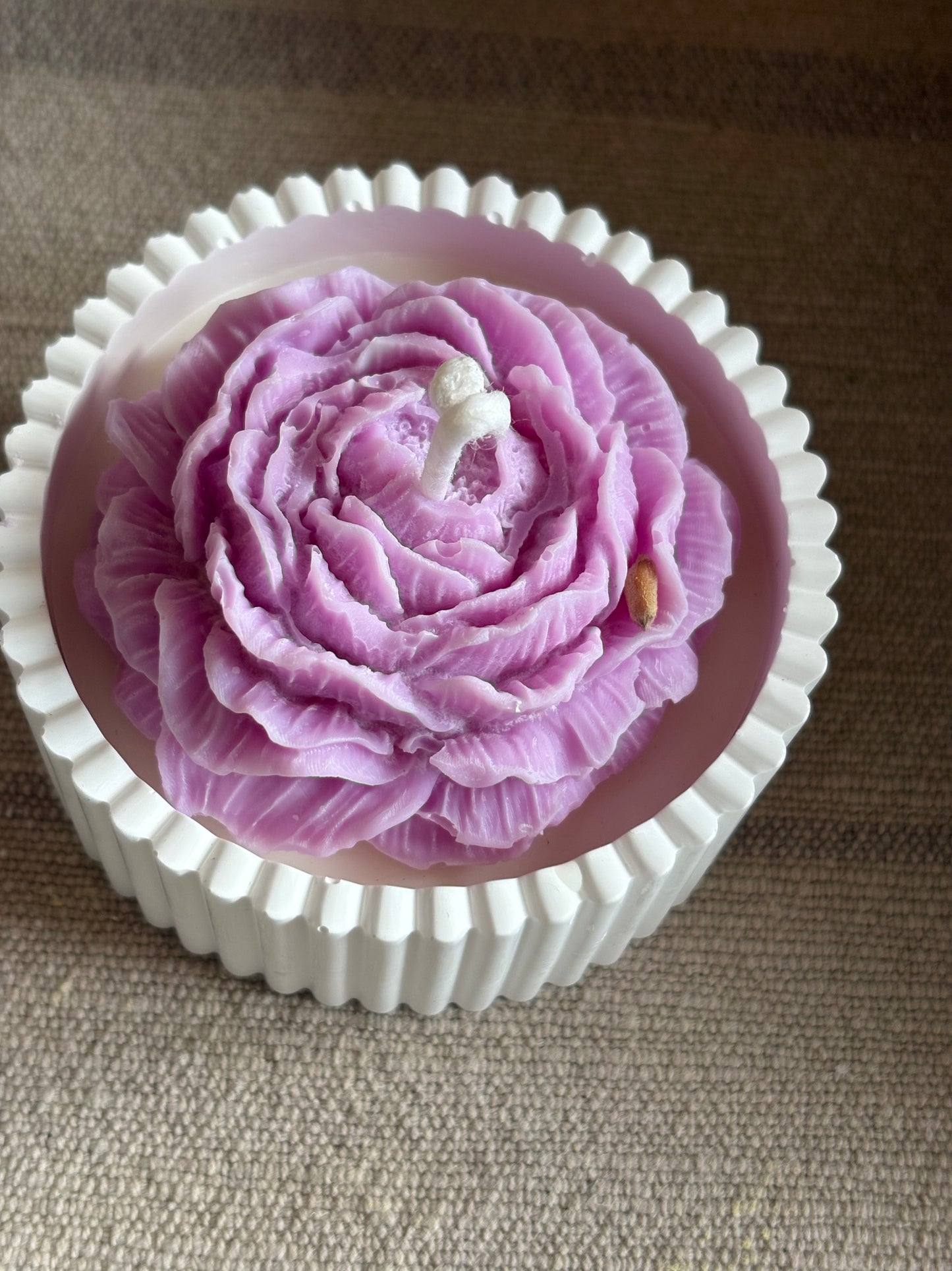 Pot bougie fleur rose